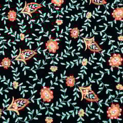 Navy Blue Colour Velvet Embroidered Fabric