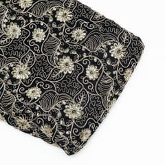 Black Colour Velvet Embroidered Fabric