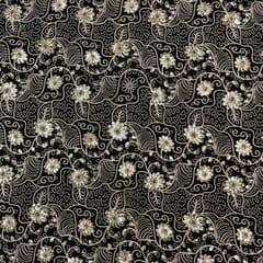 Black Colour Velvet Embroidered Fabric