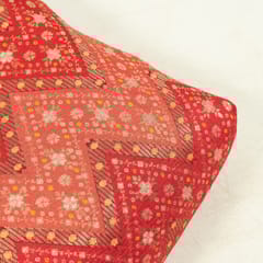 Red Colour Dola Silk Jacquard Printed Fabric