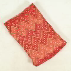 Red Colour Dola Silk Jacquard Printed Fabric