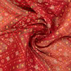 Red Colour Dola Silk Jacquard Printed Fabric