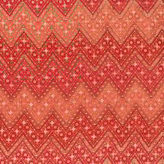 Red Colour Dola Silk Jacquard Printed Fabric