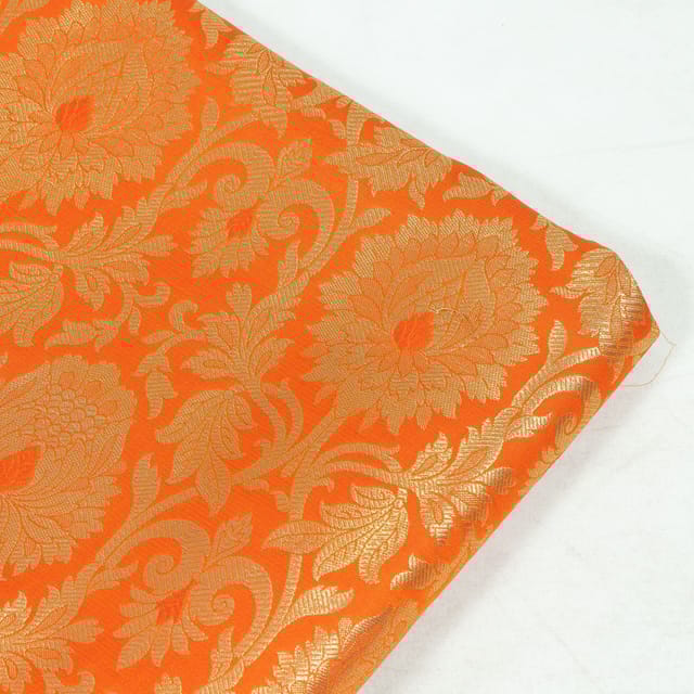 Orange Colour Brocade Fabric