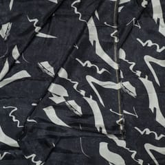 Black Colour Uppada Silk Digital Printed Fabric