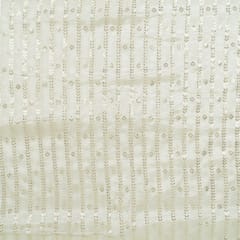 White Dyeable Chinon Embroidered Fabric