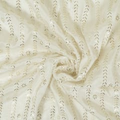 White Dyeable Chinon Embroidered Fabric