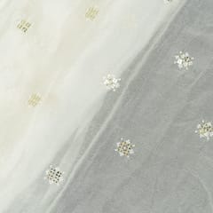 White Dyeable Chinon Embroidered Fabric