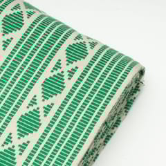 Green with White Colour Cotton Acrylic Fabric