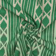Green with White Colour Cotton Acrylic Fabric