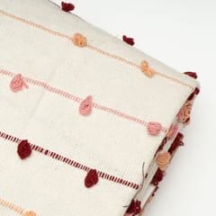White with Multi Colour Cotton Acrylic Fabric