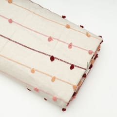 White with Multi Colour Cotton Acrylic Fabric
