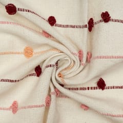 White with Multi Colour Cotton Acrylic Fabric