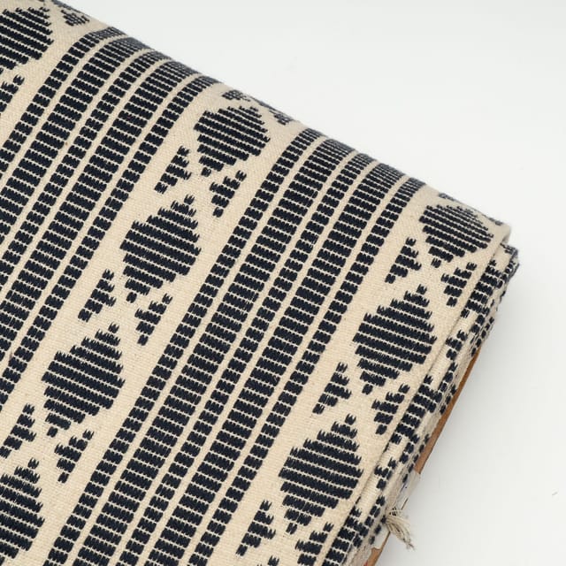 Blue with White Colour Cotton Acrylic Fabric