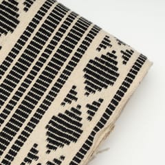 Black with White Colour Cotton Acrylic Fabric