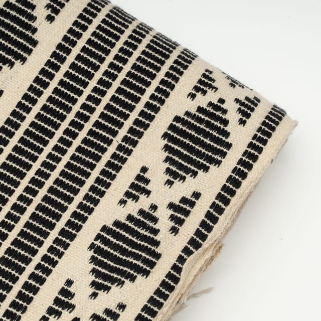 Black with White Colour Cotton Acrylic Fabric