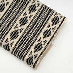 Black with White Colour Cotton Acrylic Fabric