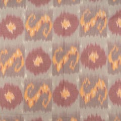 Grey with Multi Colour Cotton Ikat Fabric