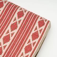 Red with White Colour Cotton Acrylic Fabric