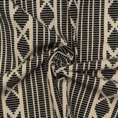 Black with White Colour Cotton Acrylic Fabric
