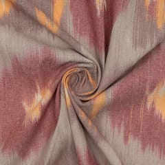 Grey with Multi Colour Cotton Ikat Fabric