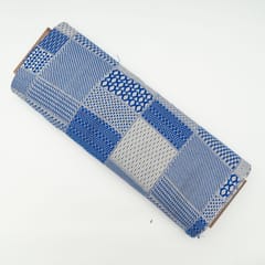 White with Blue Colour Cotton Jacquard Fabric
