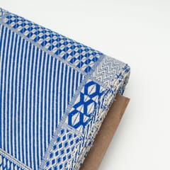 White with Blue Colour Cotton Jacquard Fabric