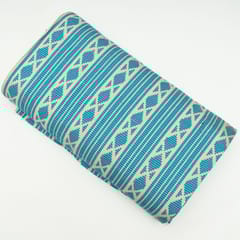 White with Blue Colour Cotton Jacquard Fabric