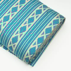White with Blue Colour Cotton Jacquard Fabric