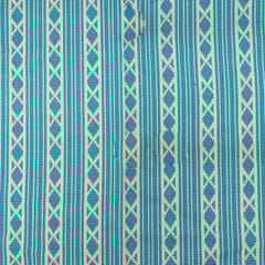 White with Blue Colour Cotton Jacquard Fabric