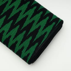Black with Green Colour Cotton Ikat Fabric