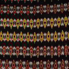 Black with Multi Colour Cotton Ikat Fabric