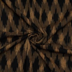 Black with Brown Colour Cotton Ikat Fabric