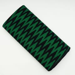 Black with Green Colour Cotton Ikat Fabric