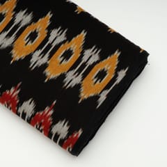 Black with Multi Colour Cotton Ikat Fabric