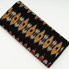 Black with Multi Colour Cotton Ikat Fabric
