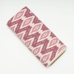 White with Pink Colour Cotton Ikat Fabric