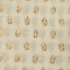 White Chanderi Jacquard Fabric