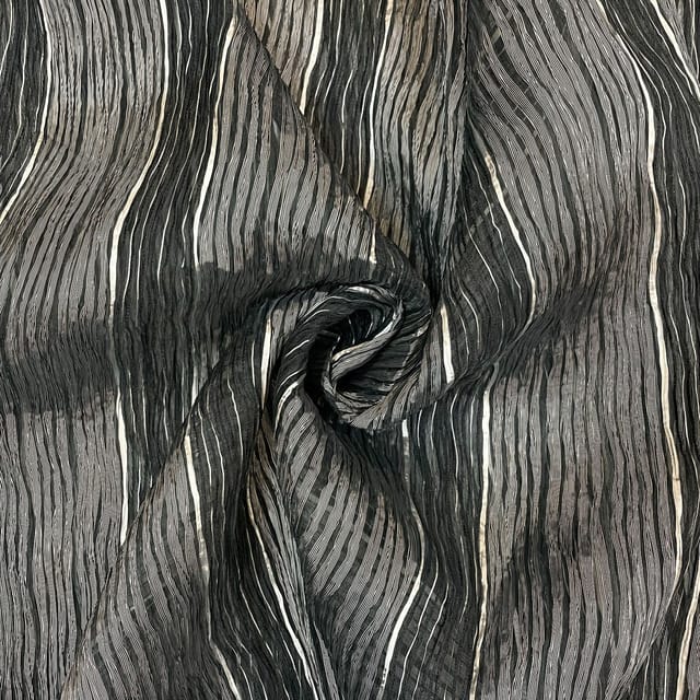Black Colour Pleated Fabric