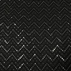 Black Colour Velvet Embroidered Fabric