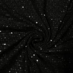 Black Colour Velvet Embroidered Fabric