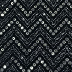 Navy Blue Colour Velvet Embroidered Fabric