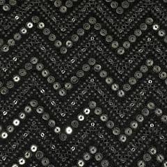Black Colour Velvet Embroidered Fabric