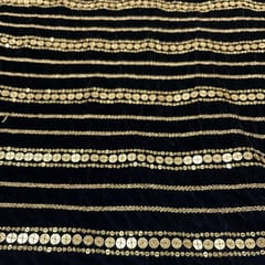Black Colour Velvet Embroidered Fabric