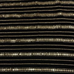 Black Colour Velvet Embroidered Fabric