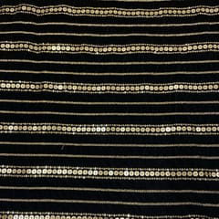 Navy Blue Colour Velvet Embroidered Fabric