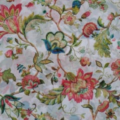 White Colour Georgette Printed Fabric