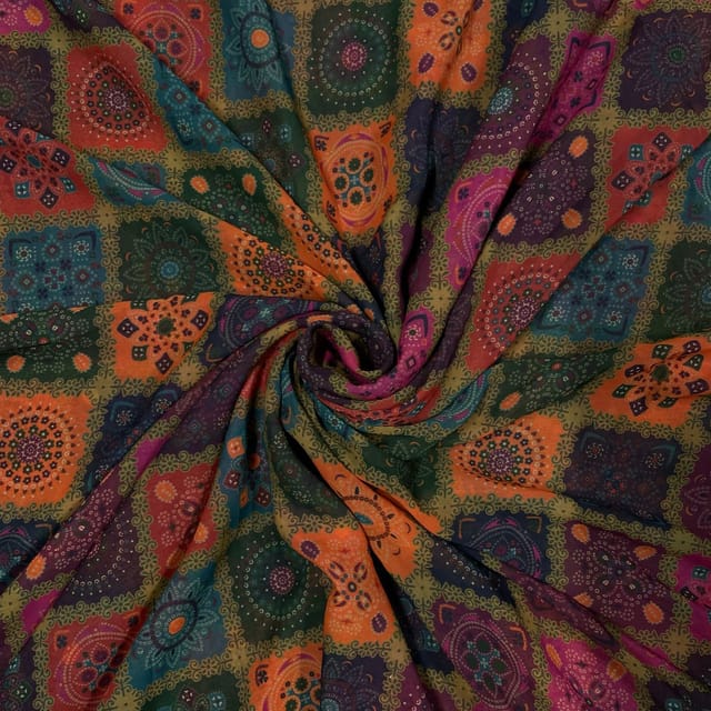Multi Colour Georgette Printed Fabric