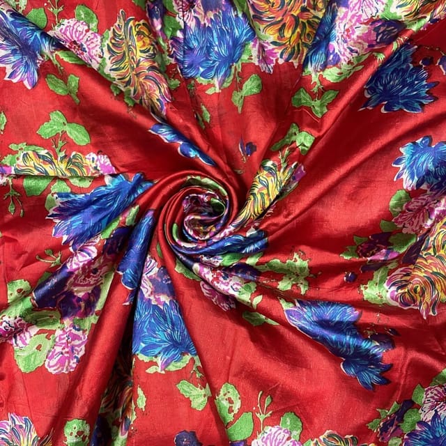 Multi Colour Pure Silk Printed Fabric
