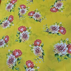 Yellow Colour Crepe Printed Fabric